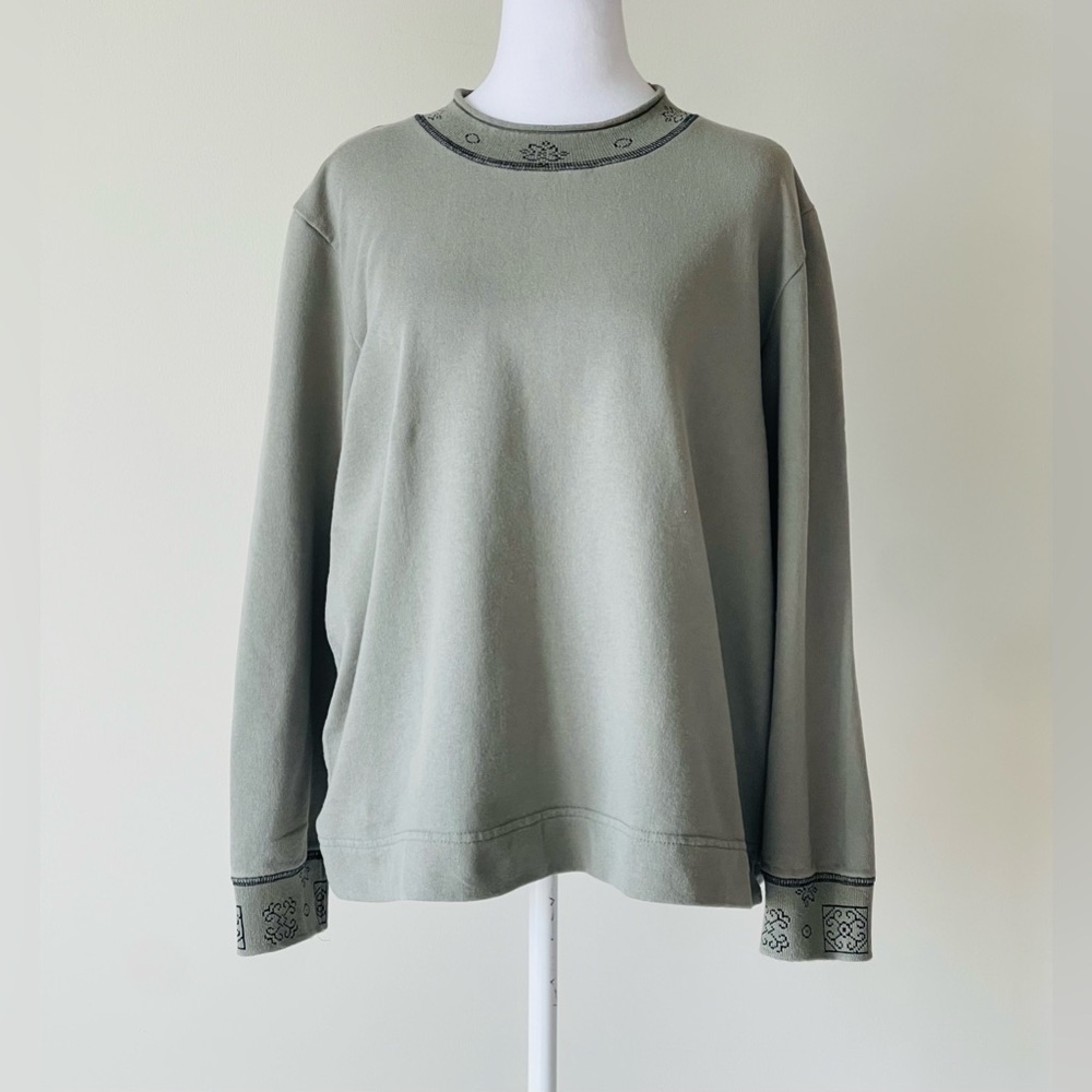 Silver Wear Women’s Olive Green Oversized Crewneck Long Sleeve Sweatshirt EUC